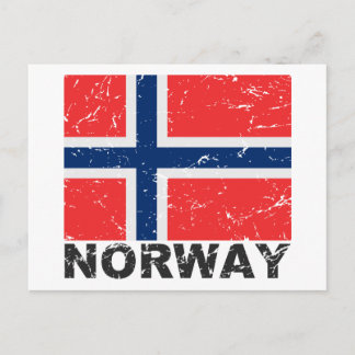 Carte Postale Drapeau Vintage norvégien