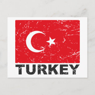 Carte Postale Drapeau Vintage Turquie