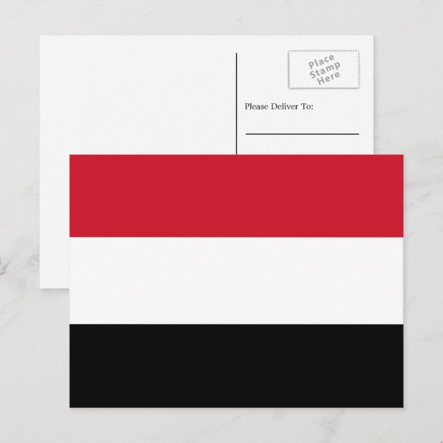 Carte Postale Drapeau yéménite, Drapeau du Yémen (Devant / Derrière)