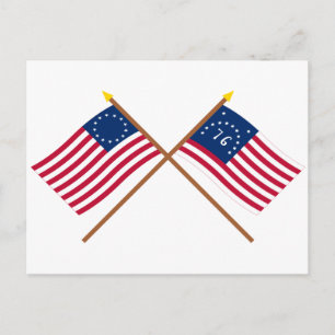 Carte Postale Drapeaux Betsy Ross et Bennington traversés