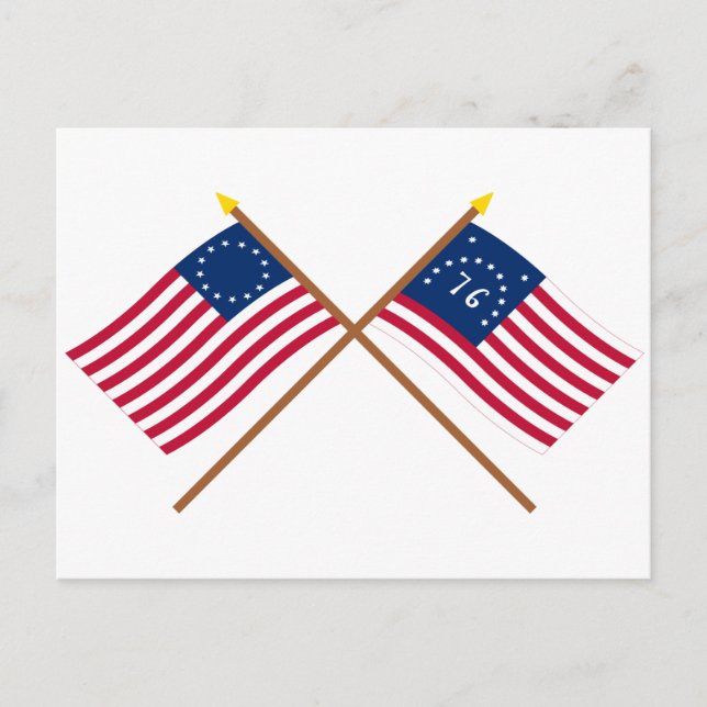 Carte Postale Drapeaux Betsy Ross et Bennington traversés (Devant)