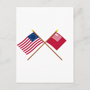 Carte Postale Drapeaux Betsy Ross et Brandywine croisés