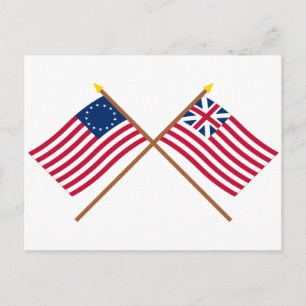 Carte Postale Drapeaux Betsy Ross et Grand Union croisés
