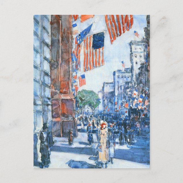 Carte Postale Drapeaux Cinquième Avenue par Childe Hassam, Art V (Devant)