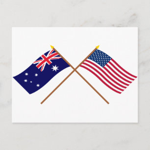 Carte Postale Drapeaux croisés Australie et États-Unis
