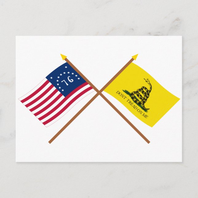 Carte Postale Drapeaux croisés Bennington et Gadsden (Devant)