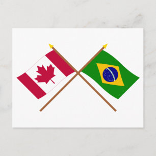 Carte Postale Drapeaux croisés Canada et Brésil