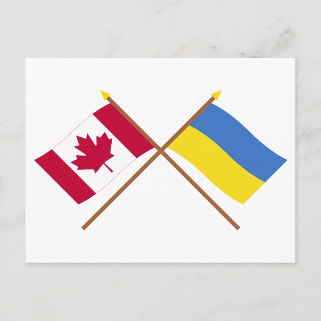 Carte Postale Drapeaux croisés Canada et Ukraine (Devant)