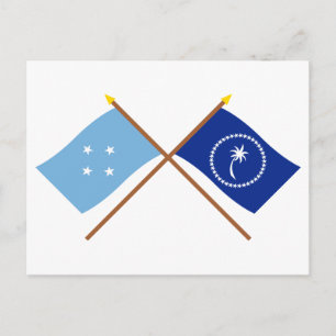 Carte Postale Drapeaux croisés de Micronésie et Chuuk