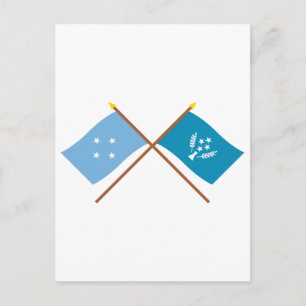 Carte Postale Drapeaux croisés de Micronésie et de Kosrae