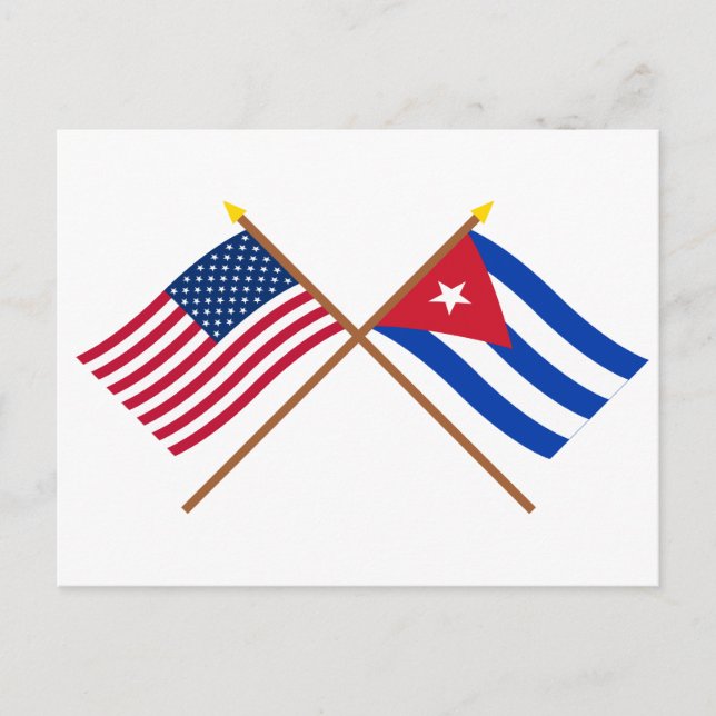 Carte Postale Drapeaux croisés des États-Unis et de Cuba (Devant)