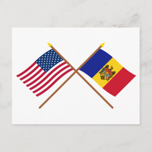 Carte Postale Drapeaux croisés des États-Unis et de la Moldova