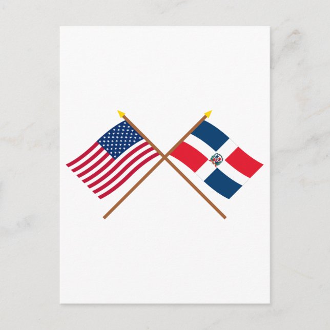 Carte Postale Drapeaux croisés des États-Unis et de la Républiqu (Devant)