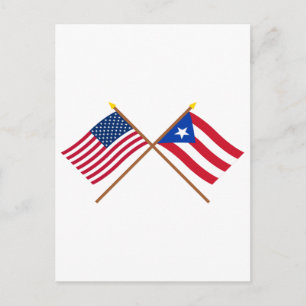 Carte Postale Drapeaux croisés des États-Unis et de Porto Rico