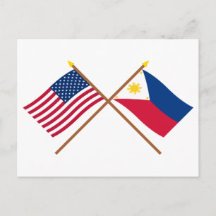 Carte Postale Drapeaux croisés des États-Unis et des Philippines