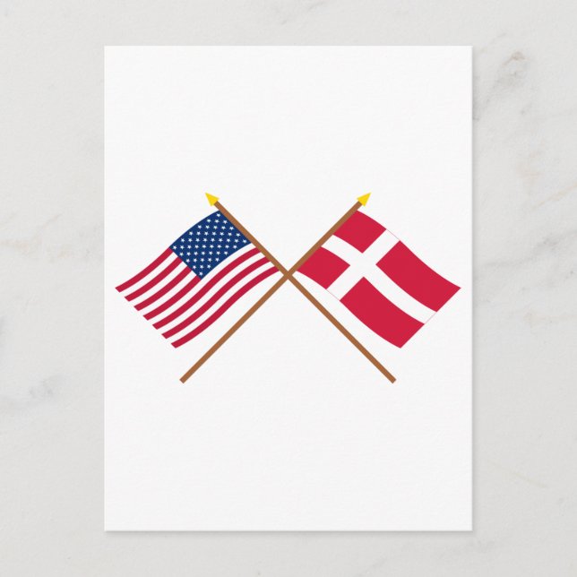 Carte Postale Drapeaux croisés des États-Unis et du Danemark (Devant)