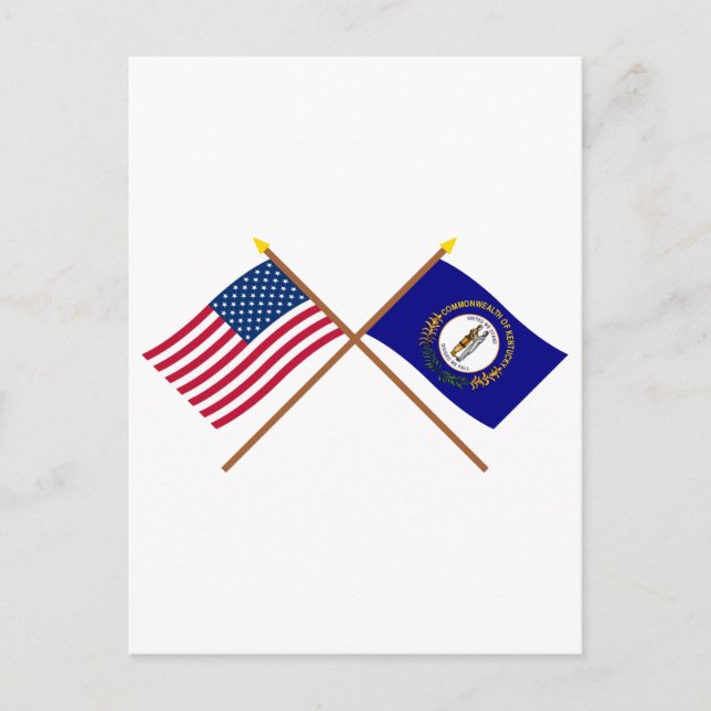 Carte Postale Drapeaux croisés des États-Unis et du Kentucky (Devant)