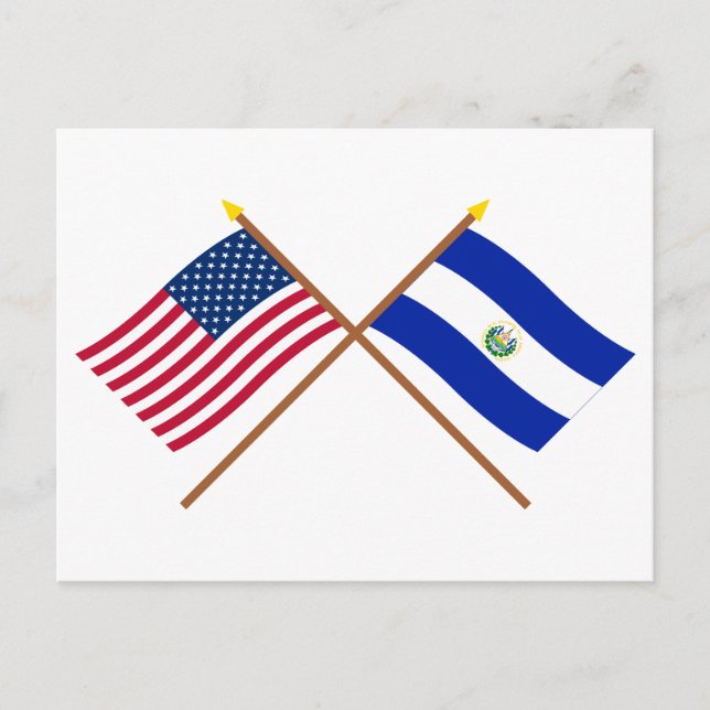 Carte Postale Drapeaux croisés des États-Unis et du Salvador (Devant)