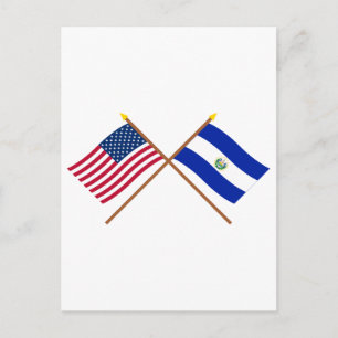 Carte Postale Drapeaux croisés des États-Unis et du Salvador