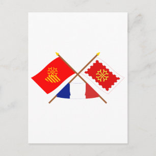 Carte Postale Drapeaux croisés du Languedoc-Roussillon et de l'A