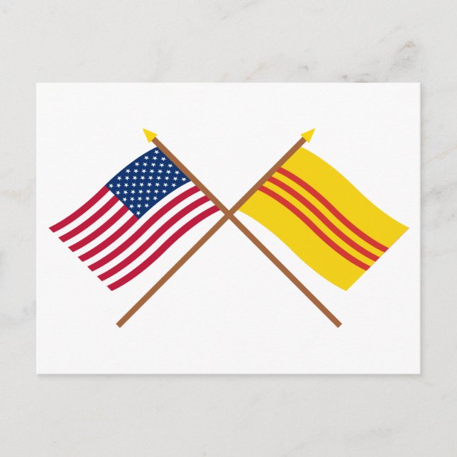 Carte Postale Drapeaux croisés du Vietnam du Sud et des États-Un (Devant)