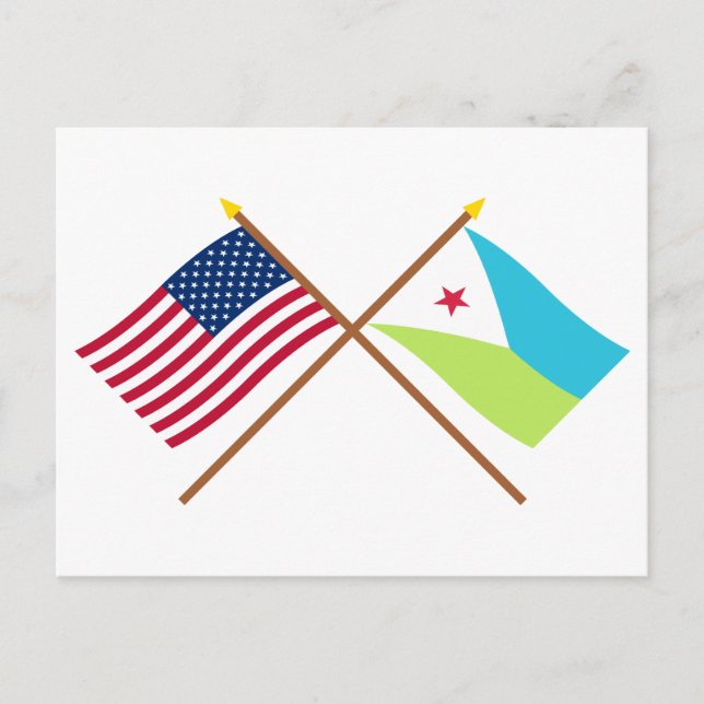 Carte Postale Drapeaux croisés États-Unis et Djibouti (Devant)