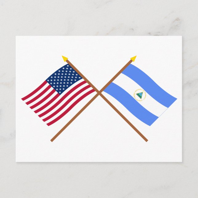 Carte Postale Drapeaux croisés États-Unis et Nicaragua (Devant)