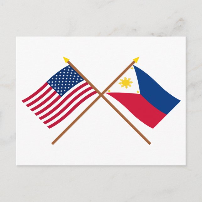 Carte Postale Drapeaux croisés États-Unis et Philippines (Devant)