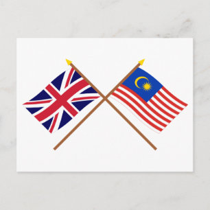 Carte Postale Drapeaux croisés Royaume-Uni et Malaisie