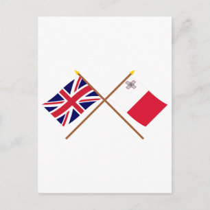 Carte Postale Drapeaux croisés Royaume-Uni et Malte