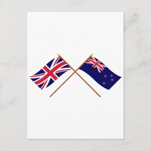 Carte Postale Drapeaux croisés Royaume-Uni et Nouvelle-Zélande
