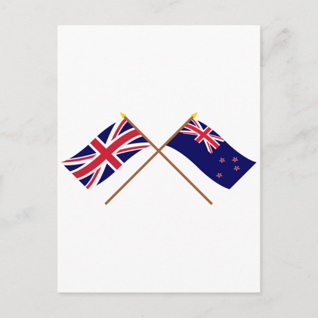 Carte Postale Drapeaux croisés Royaume-Uni et Nouvelle-Zélande (Devant)