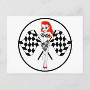 Carte Postale Drapeaux de course Peggy Pitstop