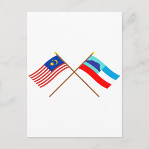 Carte Postale Drapeaux de Malaisie et Sabah traversés