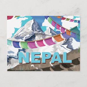 Carte Postale Drapeaux de prière de l'Himalaya népalais affiche