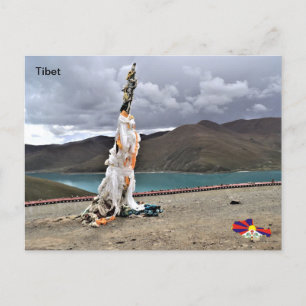 Carte Postale Drapeaux de prière par Lac Yamdrok, Tibet, Chine