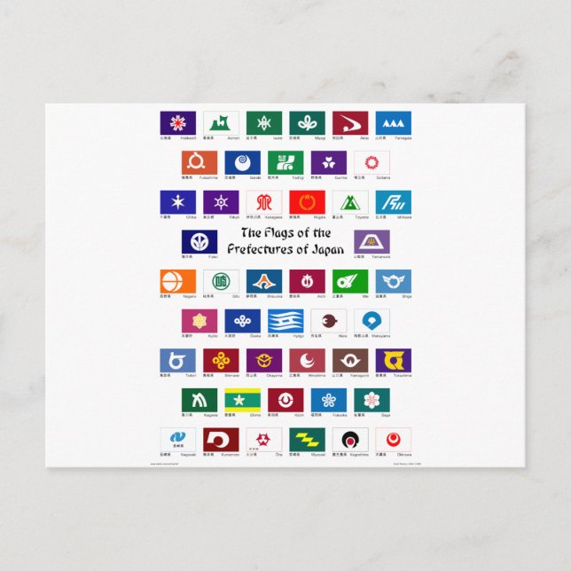 Carte Postale Drapeaux des préfectures du Japon (Devant)