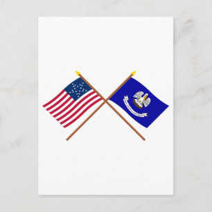 Carte Postale Drapeaux d'état US 20 étoiles et Louisiane travers