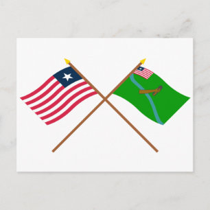 Carte Postale Drapeaux du Liberia et du comté de Lofa traversés