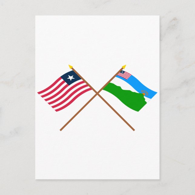 Carte Postale Drapeaux du Libéria traversé et du comté de Grand  (Devant)
