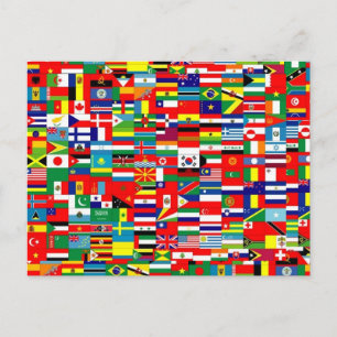 CARTE POSTALE DRAPEAUX DU MONDE