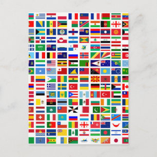 Carte Postale drapeaux du monde contre blanc