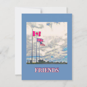Carte Postale Drapeaux É.-U., ROYAUME-UNI, CANADA / AMIS