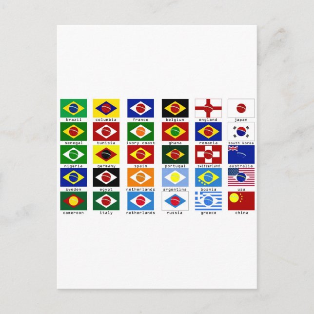 Carte Postale drapeaux pour la coupe du monde au brésil (Devant)