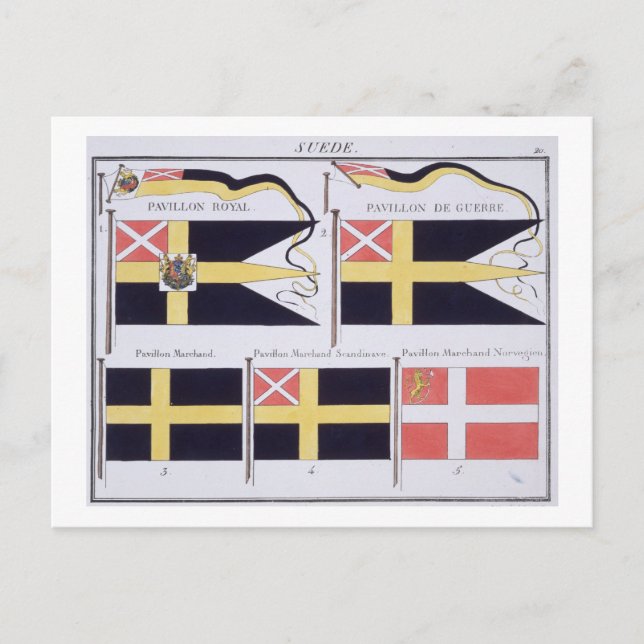 Carte Postale Drapeaux scandinaves, tiré d'un livre français de  (Devant)
