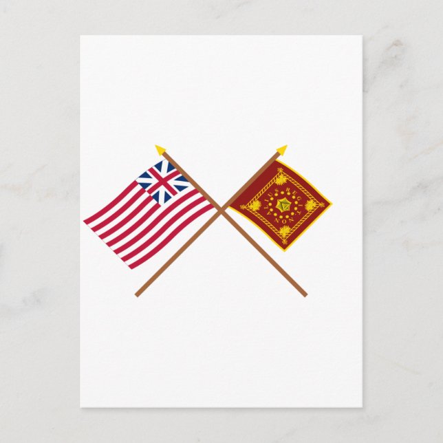 Carte Postale Drapeaux Traversé Grand Union et Pulaski (Devant)