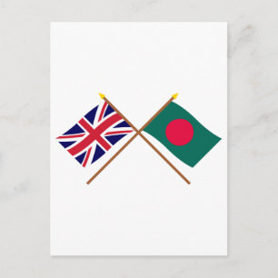 Carte Postale Drapeaux traversés du Royaume-Uni et du Bangladesh