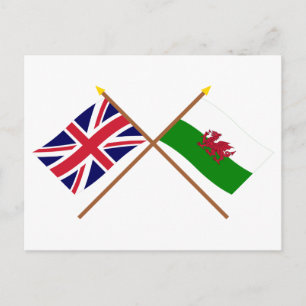 Carte Postale Drapeaux traversés du Royaume-Uni et du Pays de Ga