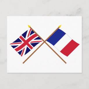 Carte Postale Drapeaux traversés France et Royaume-Uni