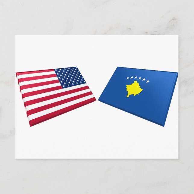 Carte Postale Drapeaux US et Kosovo (Devant)